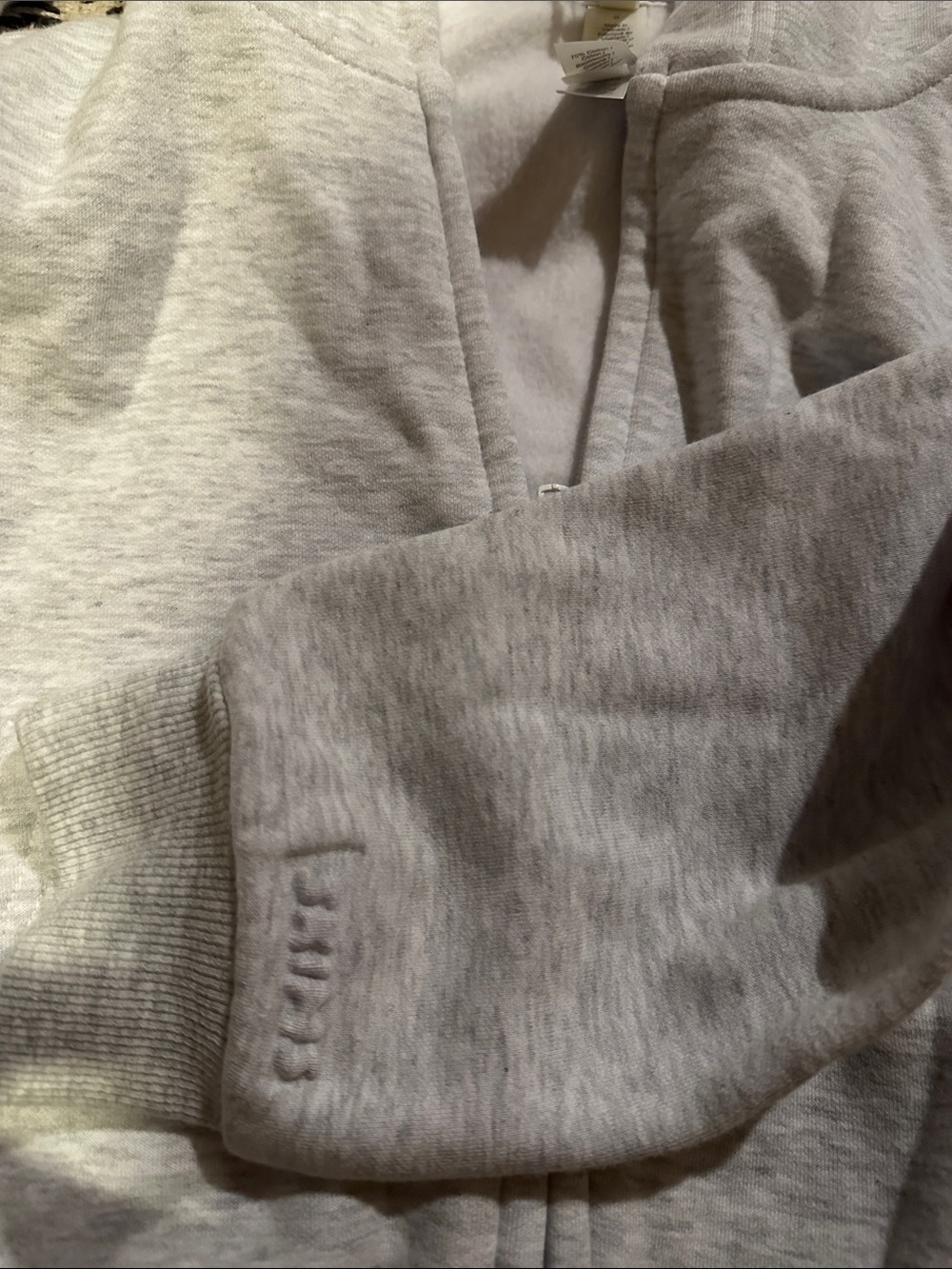 Skims cotton fleece cropped zip up Hoodie, light Heather grey size medium - Picture 7 of 7